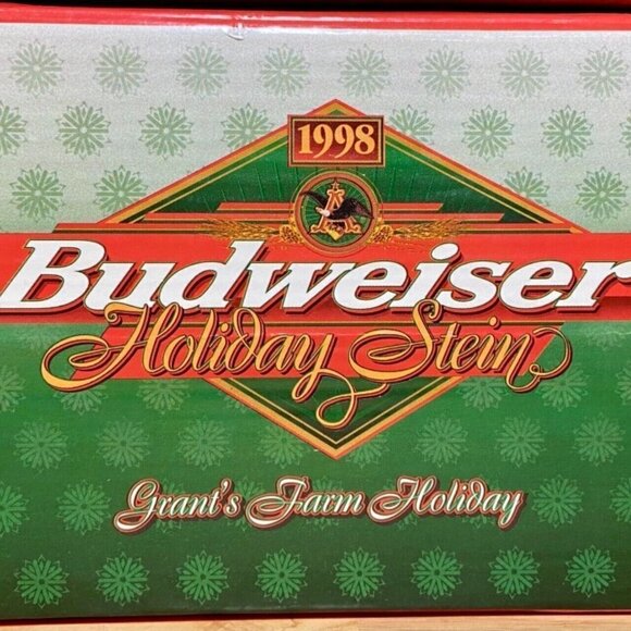 Budweiser Holiday Stein Grant’s Farm 1998 Holiday Anheuser-Busch Mint Brazil - Picture 10 of 16